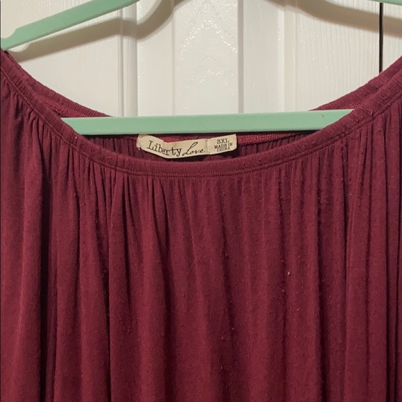 Burgundy off the shoulder lace plus size top - Picture 2 of 7